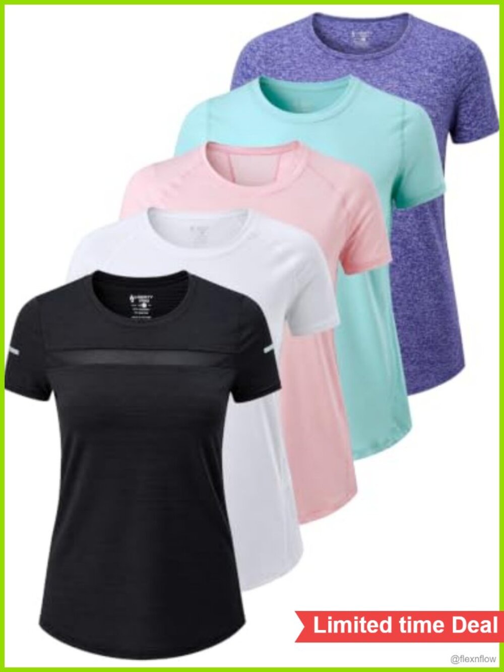 Women's Dry Fit Short Sleeve Workout Tops 5 Pack Moisture Wicking Gym